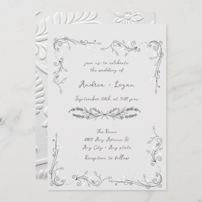 Convite Whimsical  Wedding Dinner (Frente/Verso)