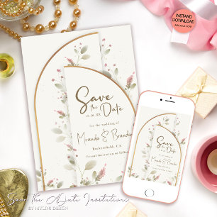 Convite Whimsical Wildflower Boho Casamento Salvar Data