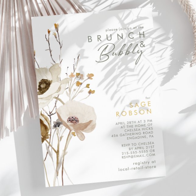 Convite Whimsical Wildflower Brunch e Bubbles Invation (Criador carregado)