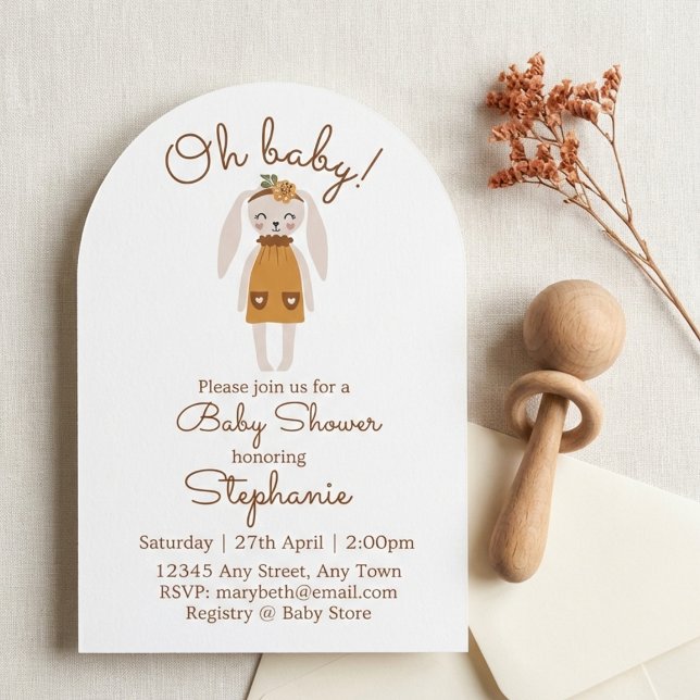 Convite Whimsical Wildflower Bunny Baby Shower Invite (Baby shower invitation)