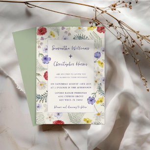 Convite Whimsical Wildflower Ecru & Sage Wedes