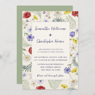 Convite Whimsical Wildflower Ecru & Sage Wedes