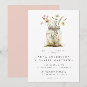Convite Whimsical Wildflower Mason Jar Wedding