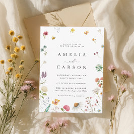 Convite Whimsical Wildflower Meadow Wedding Invitation