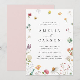 Convite Whimsical Wildflower Meadow Wedding Invitation