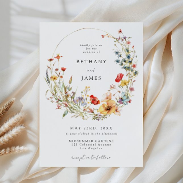 Convite Whimsical Wildflower Wedding Invitation (Criador carregado)