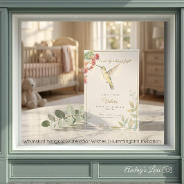 Convite Whimsical Wings & Watercolor Wishes | Hummingbird 