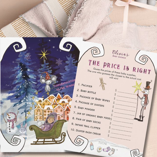 Convite Whimsical Winter Fairy Price is Right Baby Shower  (Whimsical Winter Fairy Price is Right Baby Shower Invitation)
