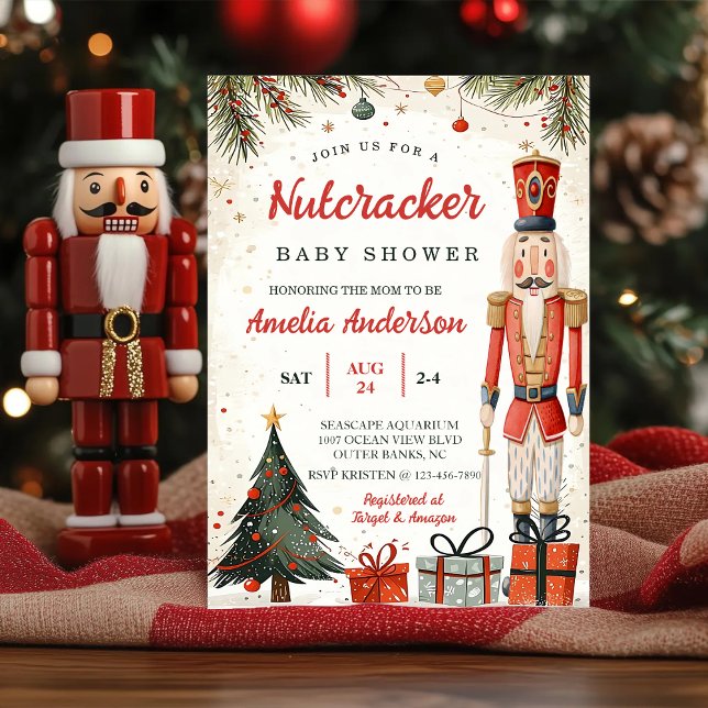 Convite Whimsical Winter Nutcracker Christmas Baby Shower  (Criador carregado)