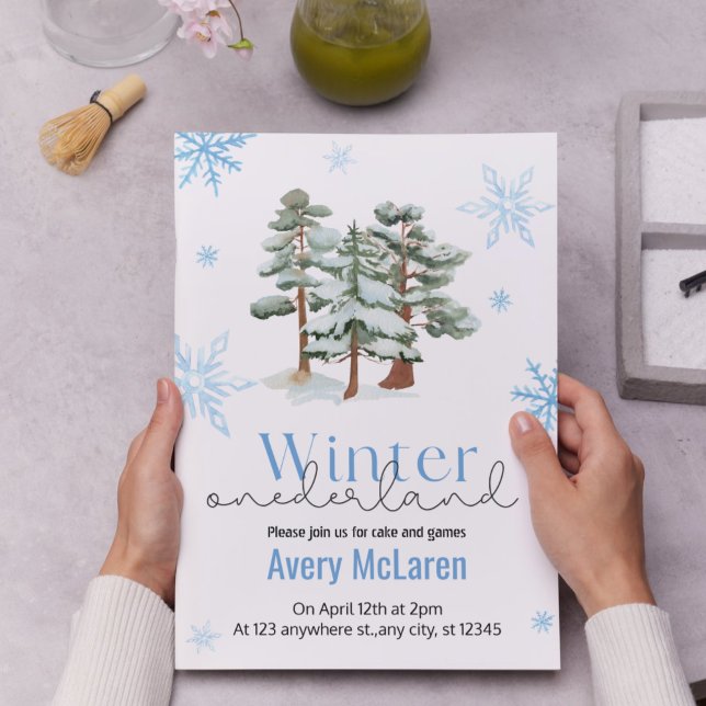 Convite Whimsical Winter Onederland & Bloom Birthday (Whimsical Winter Onederland & Bloom Birthday Invitation)