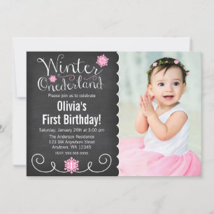 Convite Whimsical Winter Onederland Foto Primeiro Anivers