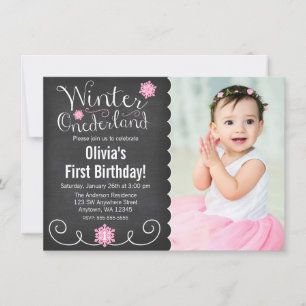 Convite Whimsical Winter Onederland Foto Primeiro Anivers