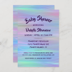 Convite Whimsical Wisps   Holo Fairy Pastel Rainbow Chá