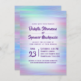 Convite Whimsical Wisps | Holo Fairy Pastel Rainbow Ombre