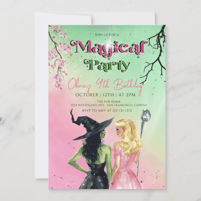 Convite Whimsical Witch Birthday Party (Frente)