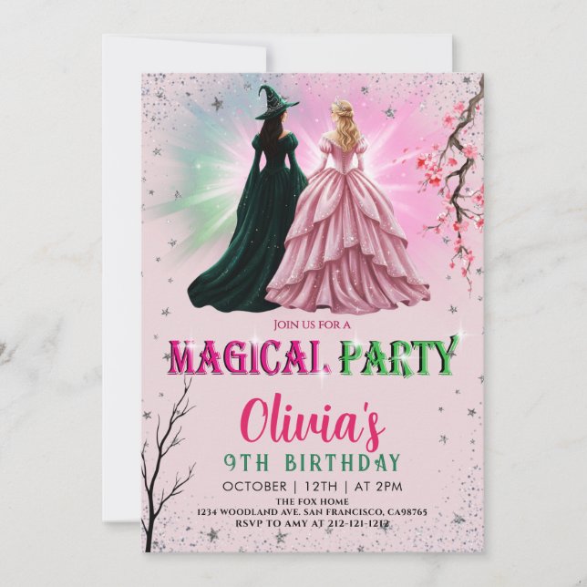 Convite Whimsical Witch Birthday Party (Frente)