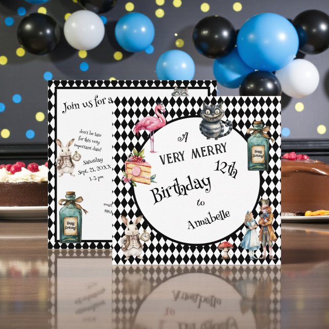 Convite Whimsical Wonderland Birthday Party (Criador carregado)