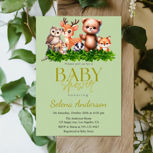Convite Whimsical Woodland Animals Baby Shower Invitation  (Criador carregado)