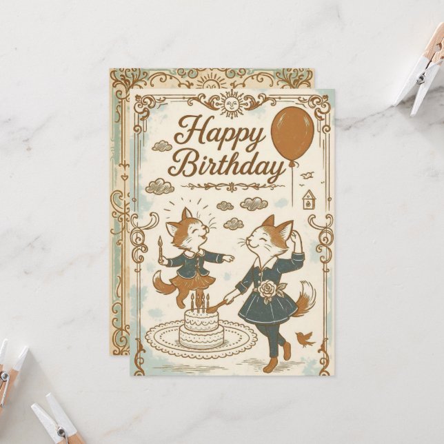 Convite Whimsical Woodland Birthday (Frente/Verso In Situ)