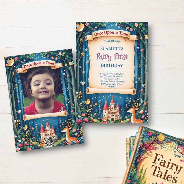 Convite Whimsical Woodland Castle Fairy First 1st Birthday (Criador carregado)