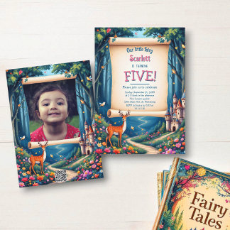 Convite Whimsical Woodland Castle Fairytale Kid's Birthday