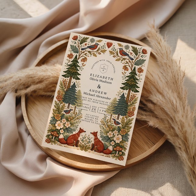 Convite Whimsical Woodland Forest Wedding (Criador carregado)