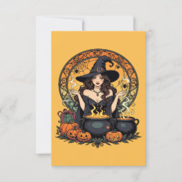Convite Whimsically Enchanting Witch With Spiders