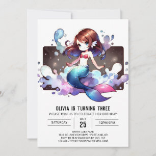 Convite Whimssic Fantasy Sereia Birthday