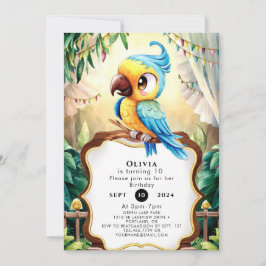 Convite Whimssius Forest Parrot Birthday
