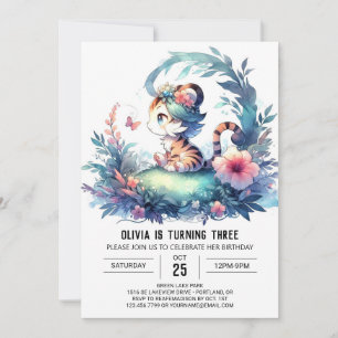 Convite Whimsy Boho Tiger Birthday