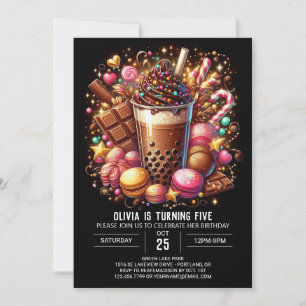 Convite Whimsy Chocolate Candyland Digital Birday