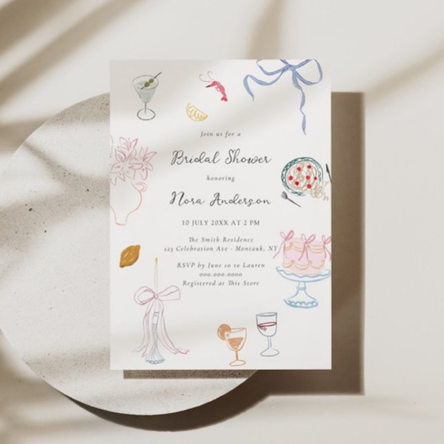 Convite Whimsy Colorful Illustrated Bridal Shower (Criador carregado)