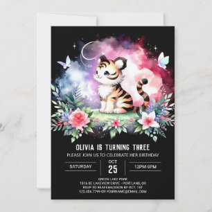 Convite Whimsy Elegant Tiger Birthday