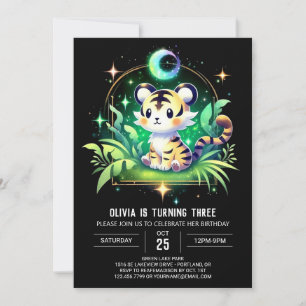 Convite Whimsy Encantado Tiger Birthday