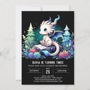 Convite Whimsy Fantasy Dragon Birthday