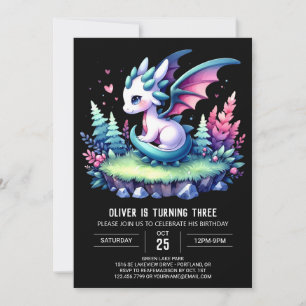 Convite Whimsy Nature Dragon Birthday