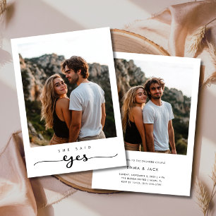 Convite Whimsy Script 2 Foto Ela Disse Sim Noivado