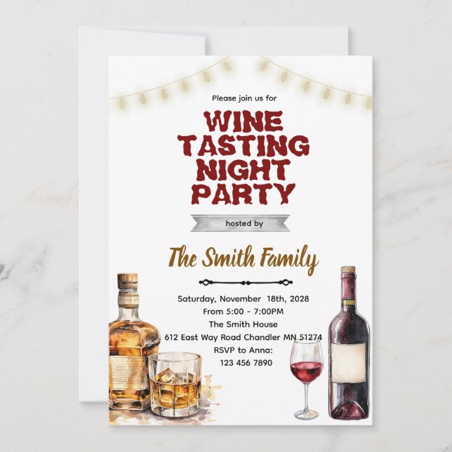 Convite Whiskey and Wine party invitation  (Frente)