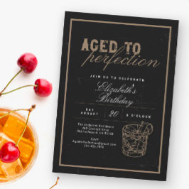 Convite Whiskey Black Aged to Perfection Birthday Party