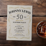 Convite Whiskey de qualquer idade temia surpresa 50 anos<br><div class="desc">Inspirado pela etiqueta clássica de uísque,  esta diversão beige preta e dourada envelhecida até à perfeição é excelente para 30,  40º,  50º,  60º,  70,  80,  90 ou qualquer outra festa de aniversário etária,  festa surpresa ou qualquer outra ocasião! Personalize-o com o seu próprio texto e informações da festa.</div>
