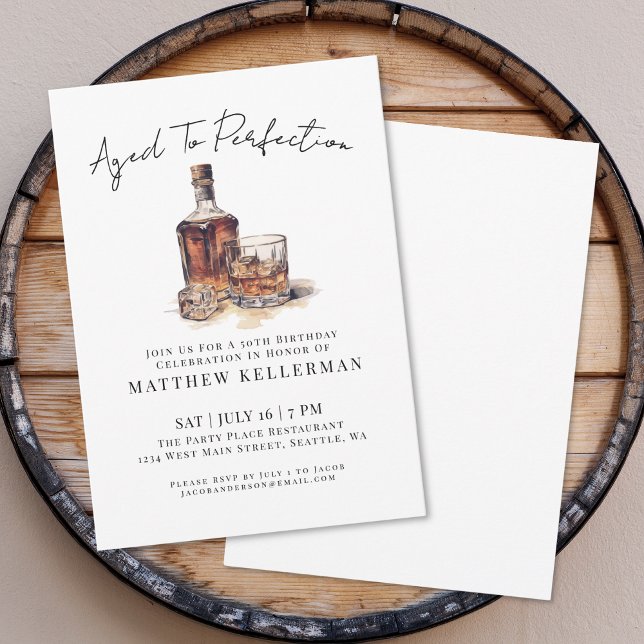 Convite Whiskey Men's Birthday Party (Whiskey Men's Birthday Party Invitation)