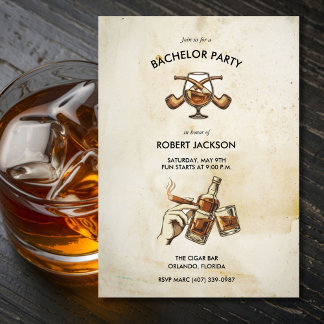 Convite Whiskey Night Groom Bachelor Party Invite