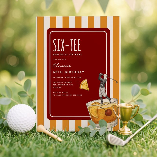 Convite Whisky Golf Themed 60th Birthday (Criador carregado)