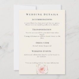 Convite Whispered Petals Minimalist Wedding Details Card