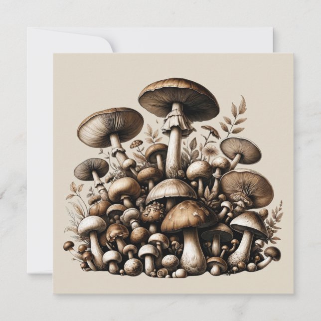 Convite Whispering Woods: Padrão De Cogumelo Sem Olhos Col (Frente)