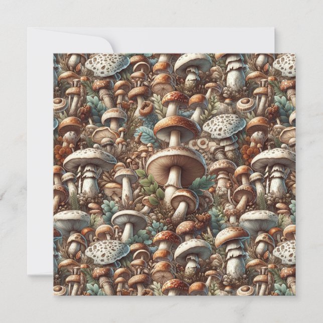 Convite Whispering Woods: Padrão De Cogumelo Sem Olhos Col (Frente)