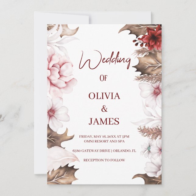 Convite Whispers De Flor Selvagem: Um Casamento De Boho El (Frente)