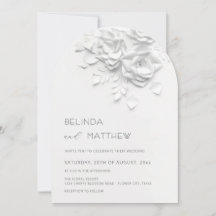 White 3D Flowers Roses Minimalist Wedding