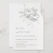 White 3D Flowers Roses Minimalist Wedding