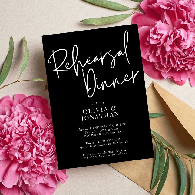 Convite White and Black Wedding Rehearsal Dinner (Criador carregado)